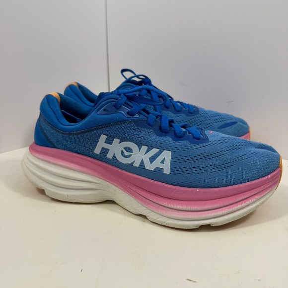 HOKA Bondi 8 Women's Running Shoes Blue Pink Cushioned Size US 9 - Picture 6 of 12